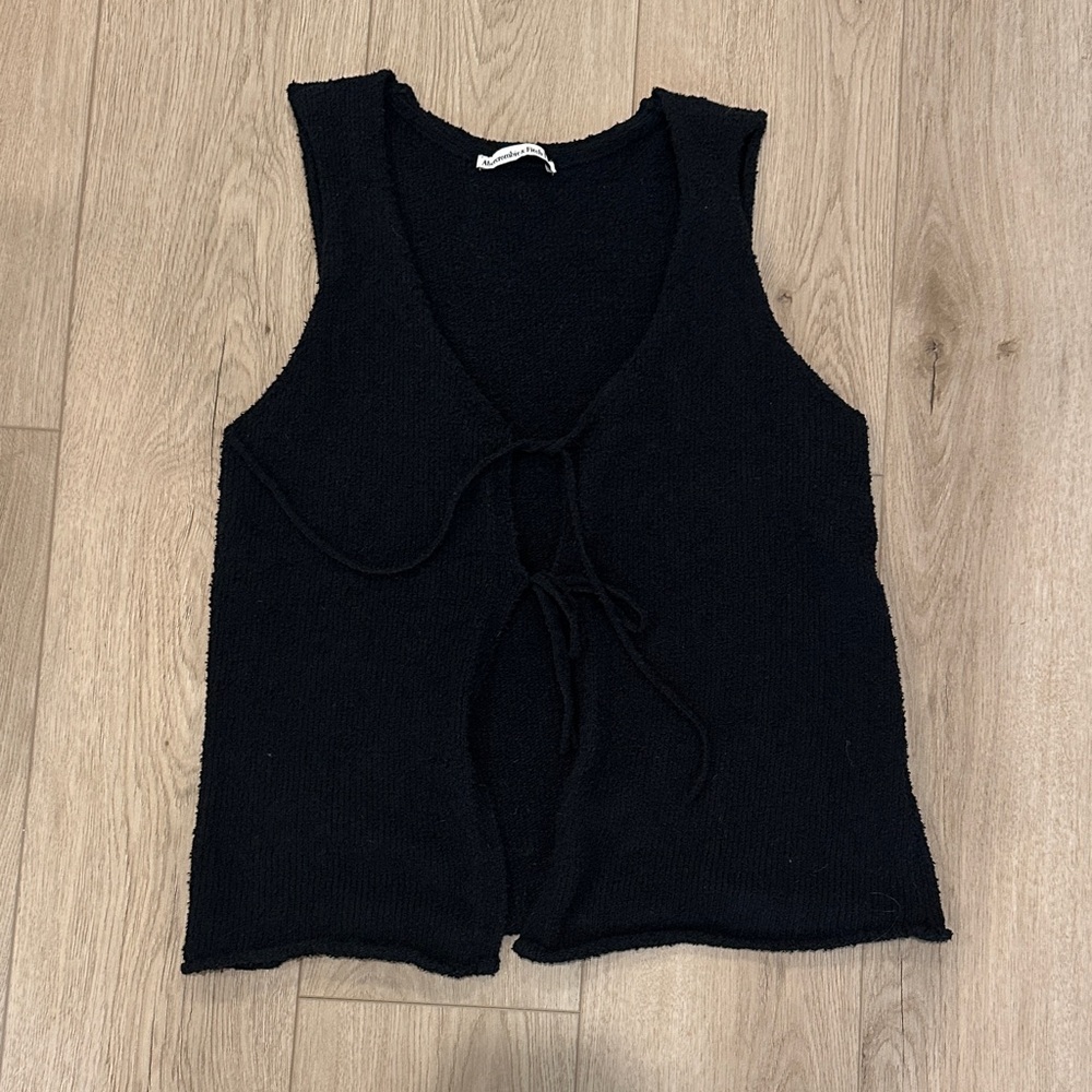 Abercrombie & Fitch Black Knit Tie-Front Tank